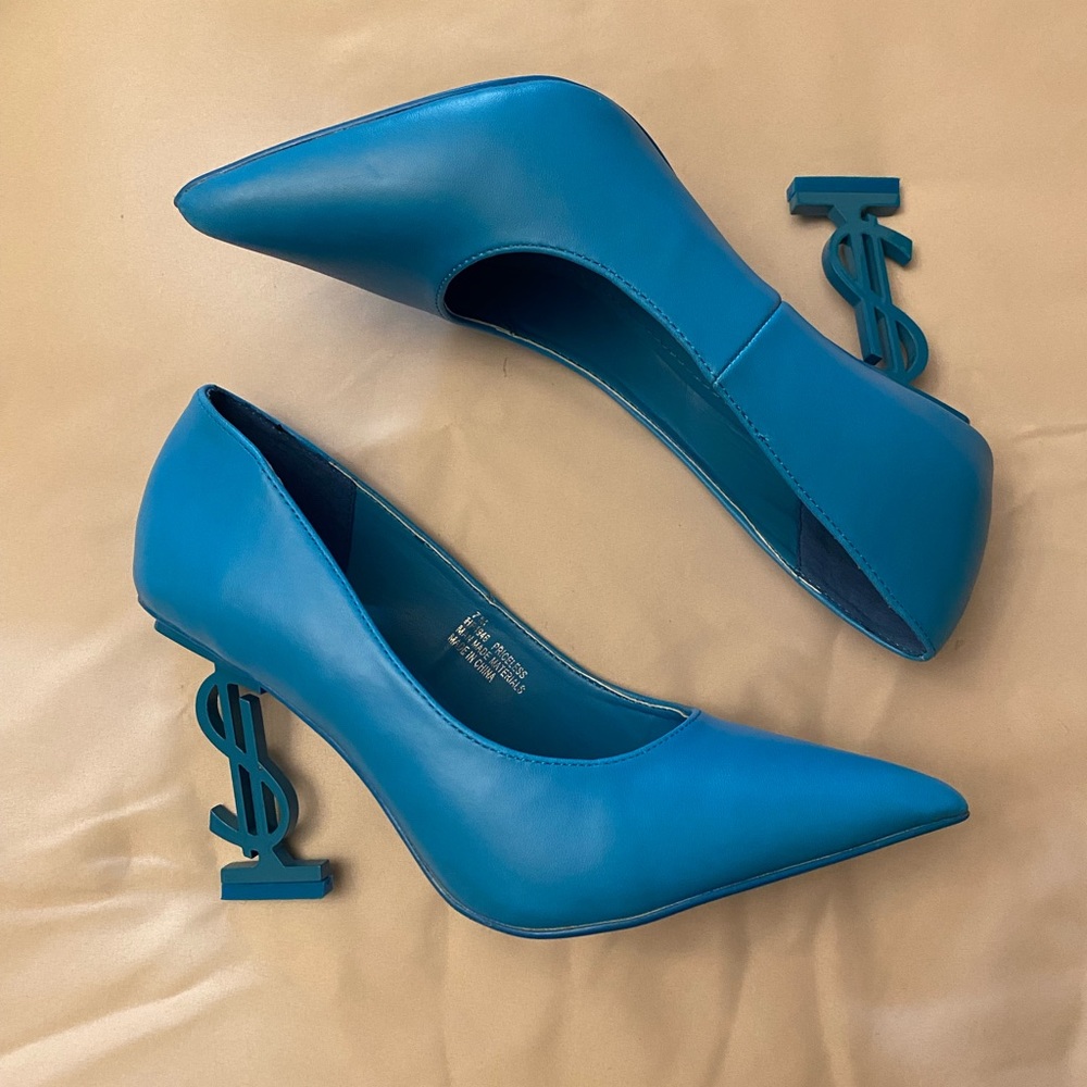 Blue Dollar Sign Heels